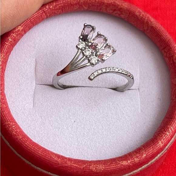 NATURAL Morganite Solid Sterling Silver Ring - Picture 5 of 5